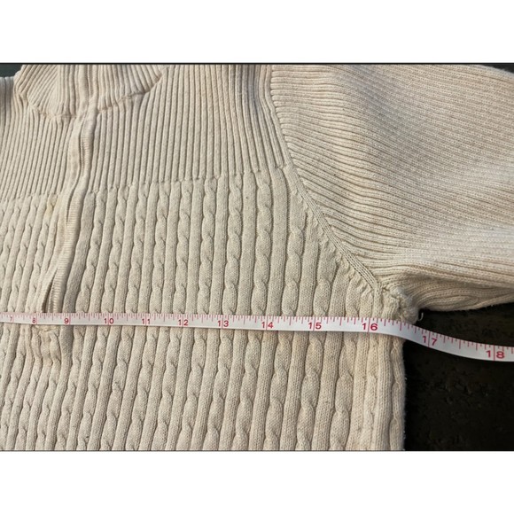 Croft & Barrow Cream High Neck Half Zip Sweater- Sz M - Picture 3 of 7